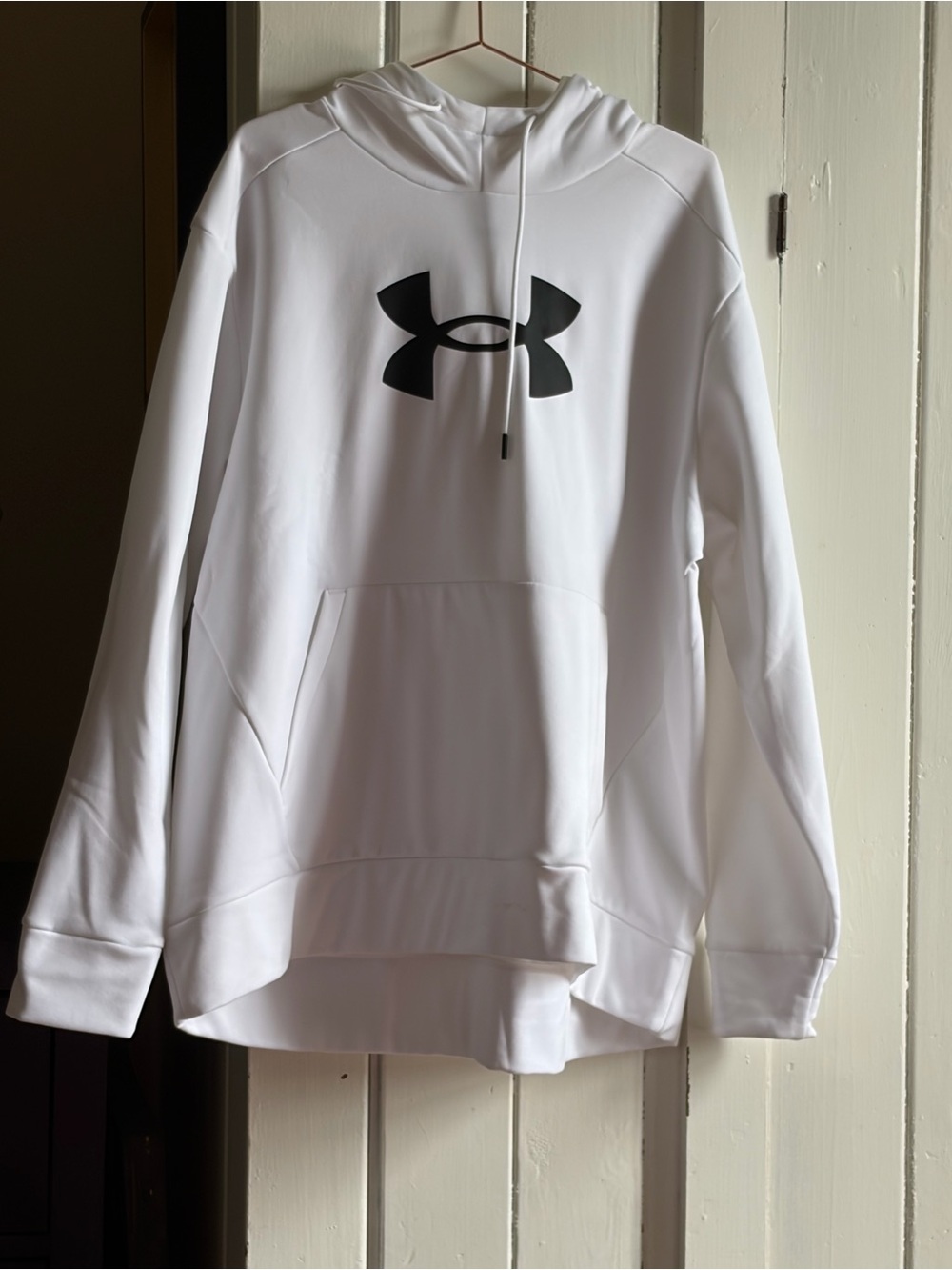 Under Armour White Pullover Hoodie with Black Logo